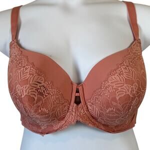 Auden 42DD Balconette Bra Dusty Pink Lace Overlay Lightly Lined Target Plus Size